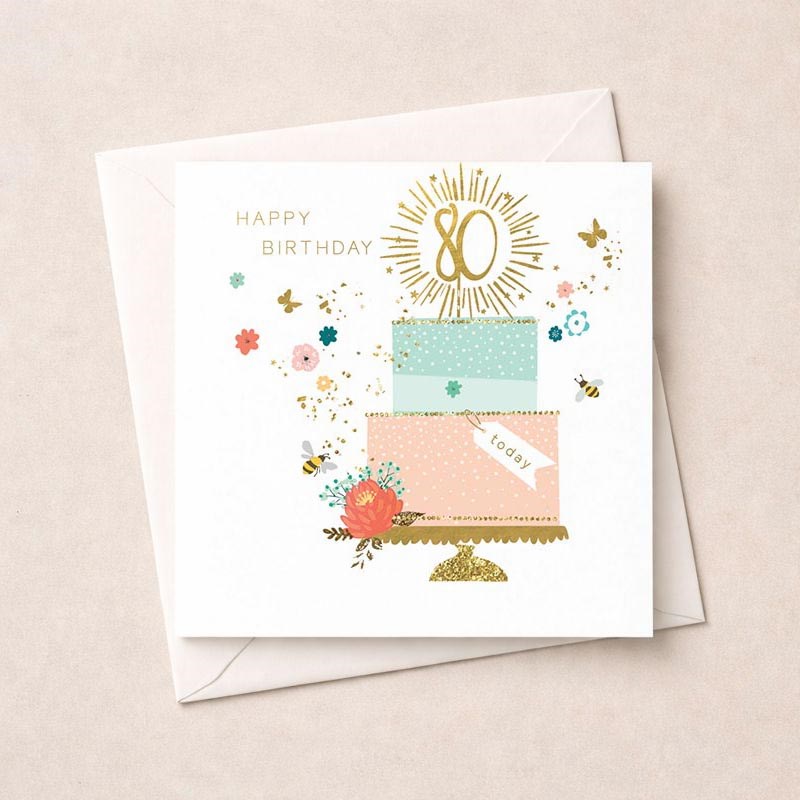 An image of Age 80 Birthday Card - Birthday Cake
