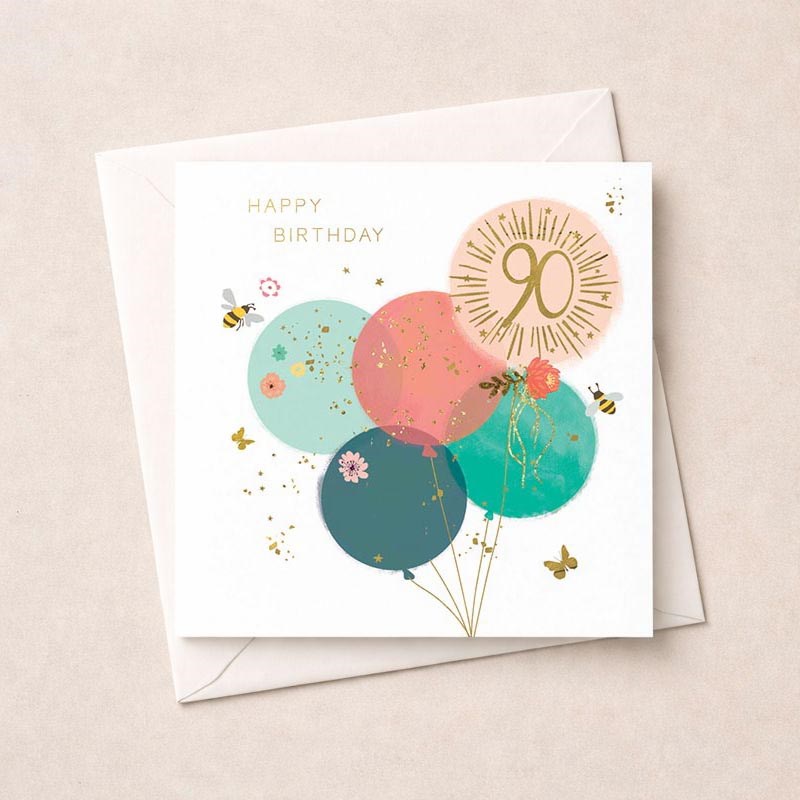 An image of Age 90 Birthday Card - Bunch Of Balloons