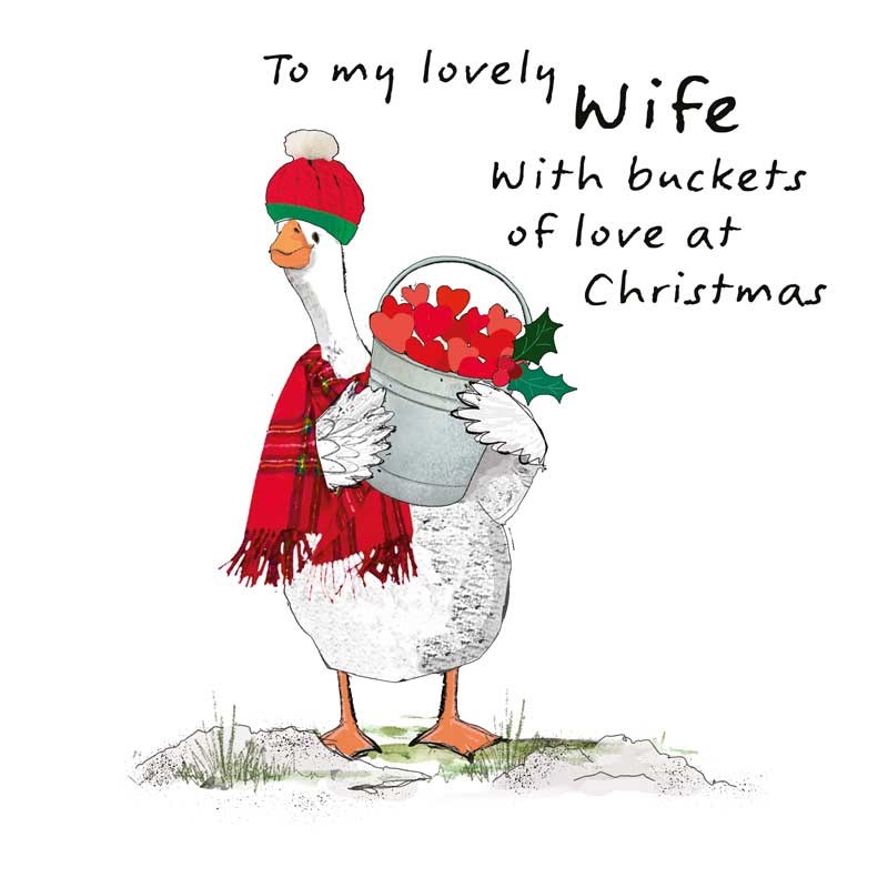 An image of Wife Christmas Card - Wife With Buckets Of Love At Christmas