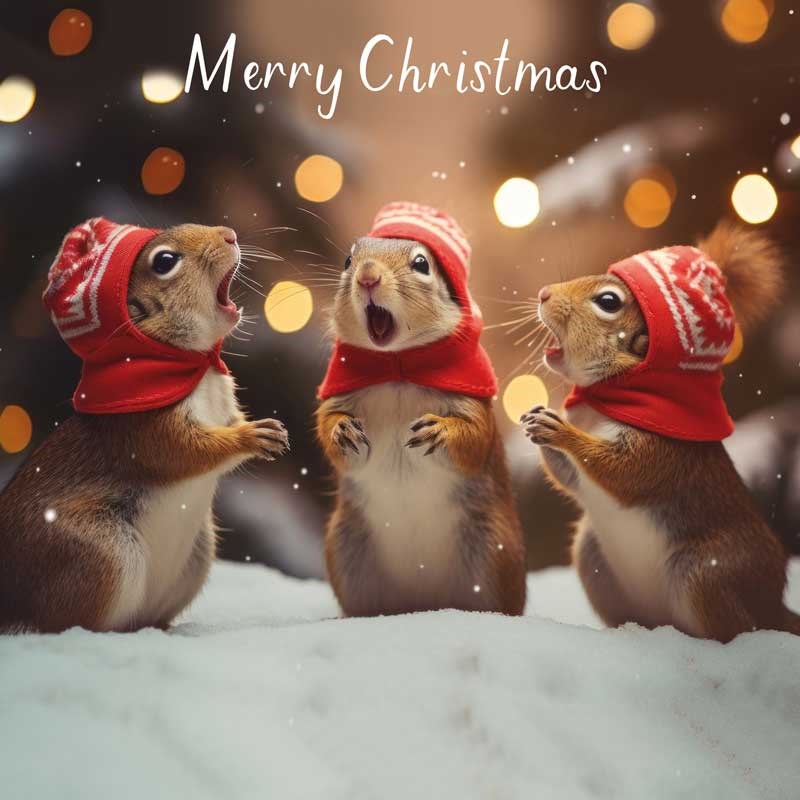 An image of Christmas Card - Christmas Squirrels