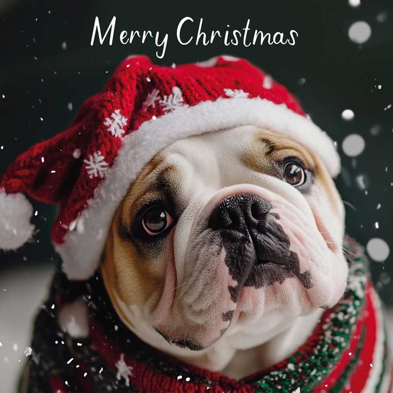 An image of Christmas Card - Christmas Bulldog