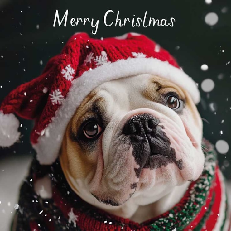 Christmas Card - Christmas Bulldog Christmas Card - Christmas Bulldog