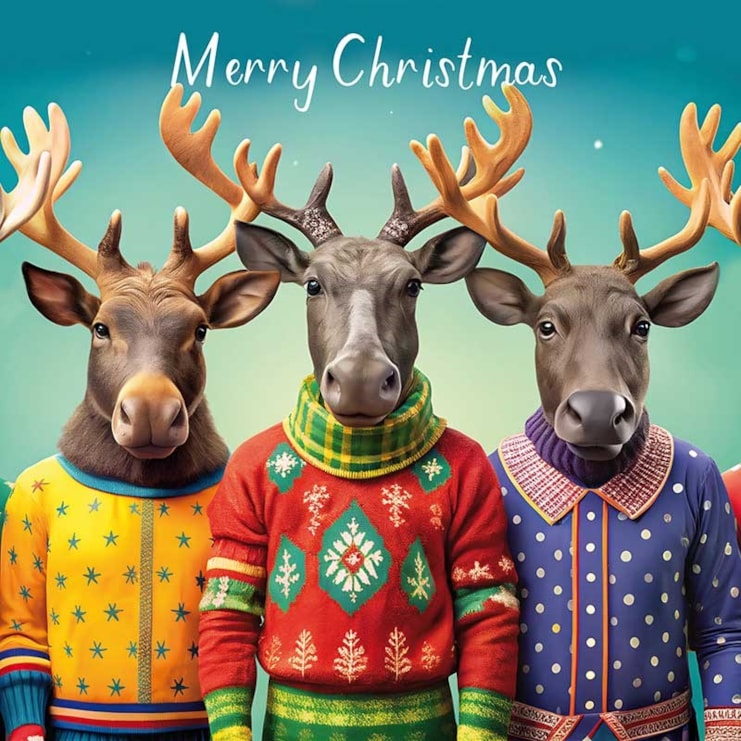 Christmas Card - Merry Christmas Reindeer Christmas Card - Merry Christmas Reindeer