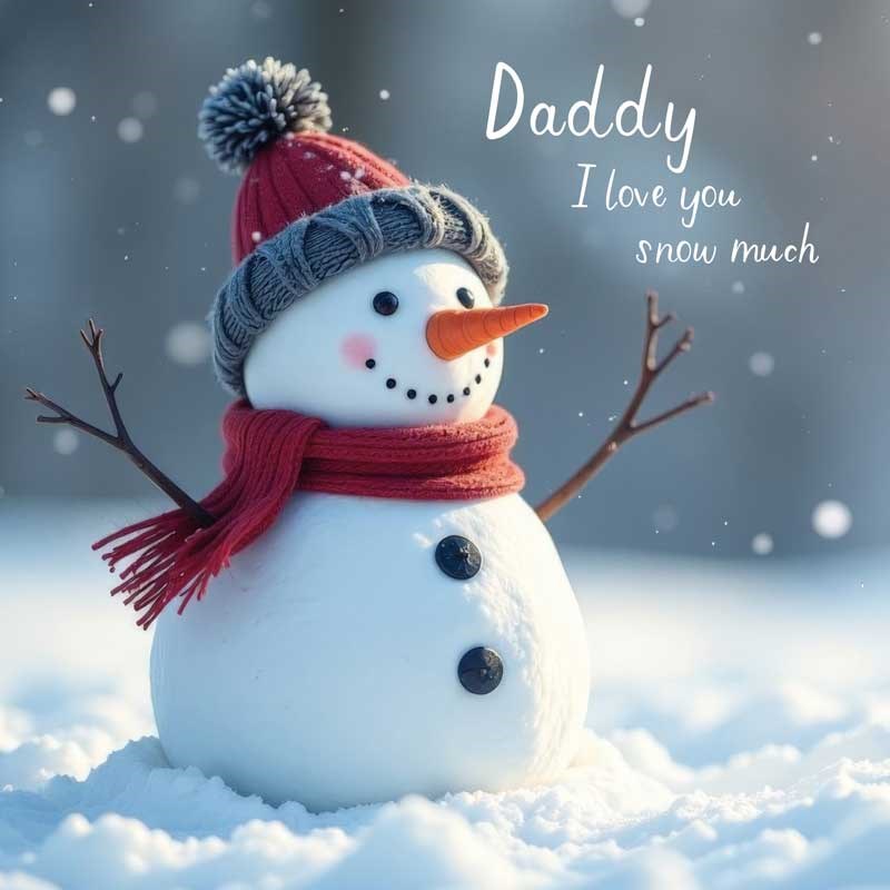 An image of Daddy Christmas Card -  Daddy I Love You Snow Much Snowman