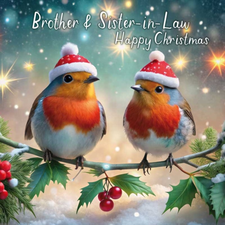 Brother & Sister-in-Law Christmas Card -  Sister & Brother-in-Law Robins