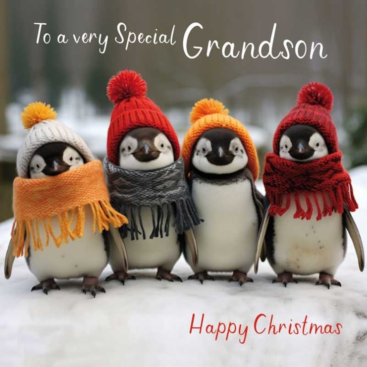 Grandson Christmas Card -  Mummy I Love You Snow Much Snowman