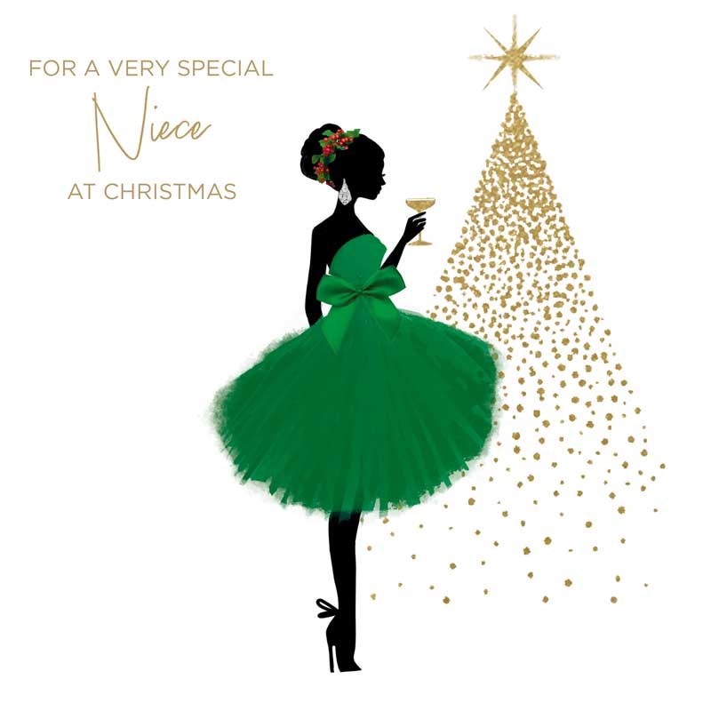 An image of Niece Christmas Card -  Very Special Niece Green Dress