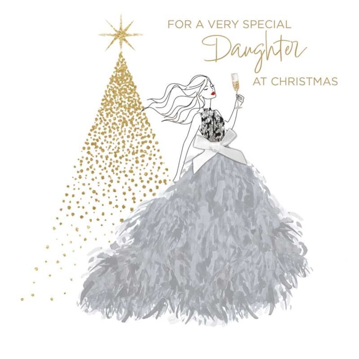 Daughter Christmas Card -  Very Special Daughter Silver Gown