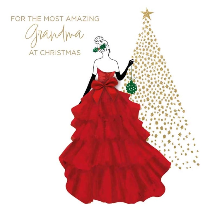 Grandma Christmas Card - Most Amazing Grandma Red Gown Grandma Christmas Card - Most Amazing Grandma Red Gown