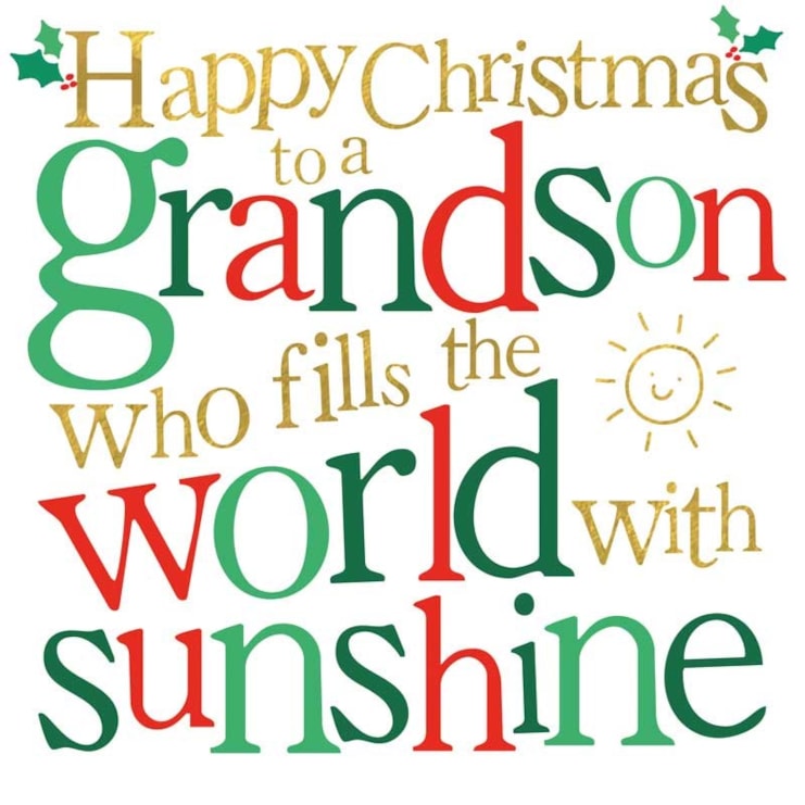 Grandson Christmas Card - Grandson Who Fills The World With Sunshine Grandson Christmas Card - Grandson Who Fills The World With Sunshine