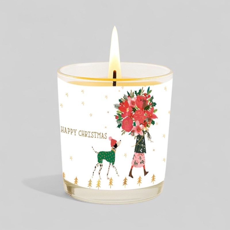 An image of Vanilla Scented Christmas Candle - Christmas Flowers