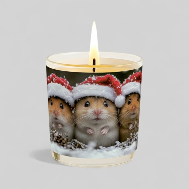 Vanilla Scented Christmas Candle - Hamsters In Christmas Hats Vanilla Scented Christmas Candle - Hamsters In Christmas Hats