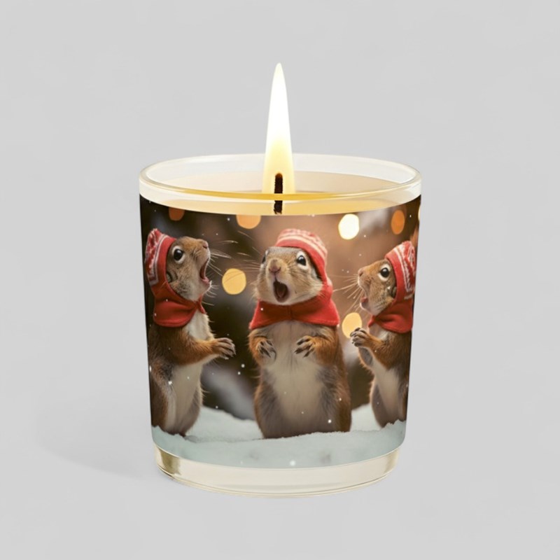An image of Vanilla Scented Christmas Candle - Caroling Squirrels