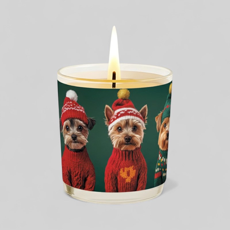 An image of Vanilla Scented Christmas Candle - Wrapped Up Dogs
