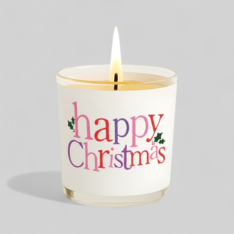 An image of Vanilla Scented Christmas Candle - Happy Christmas