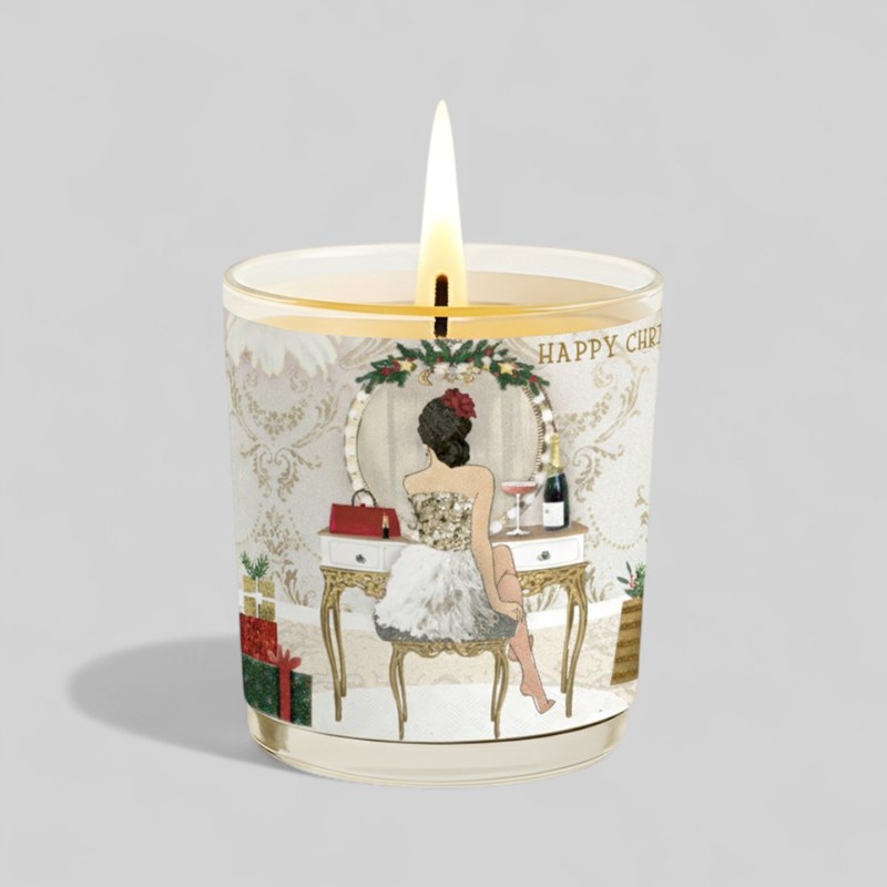 An image of Vanilla Scented Christmas Candle - Lady Sat At Dressing Table