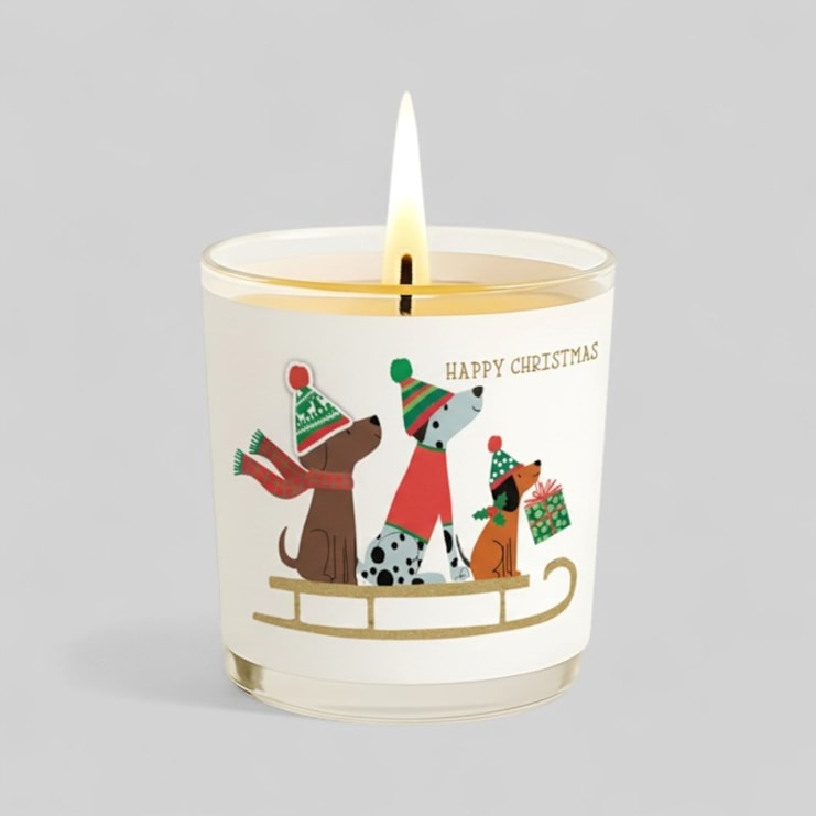 Vanilla Scented Christmas Candle - Dogs On A Sleigh