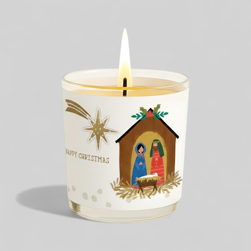 An image of Vanilla Scented Christmas Candle - Navity Scene