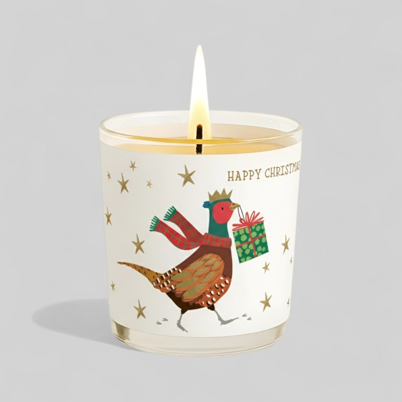 An image of Vanilla Scented Christmas Candle - Pheasant With A Gift