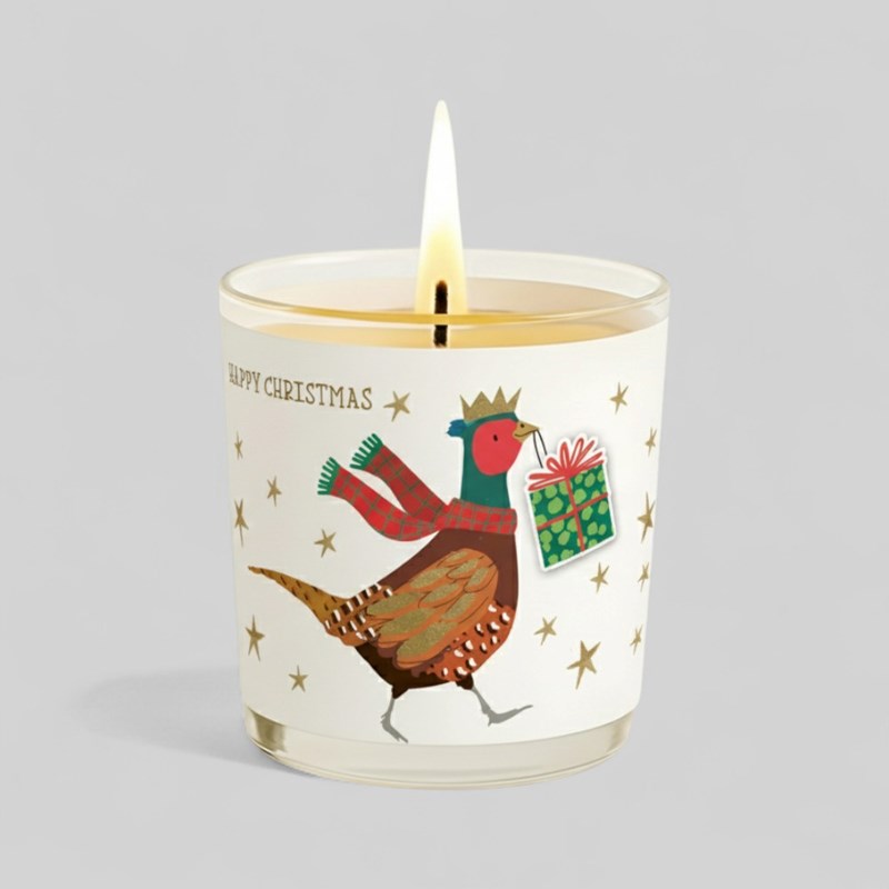 An image of Vanilla Scented Christmas Candle - Pheasant With A Gift