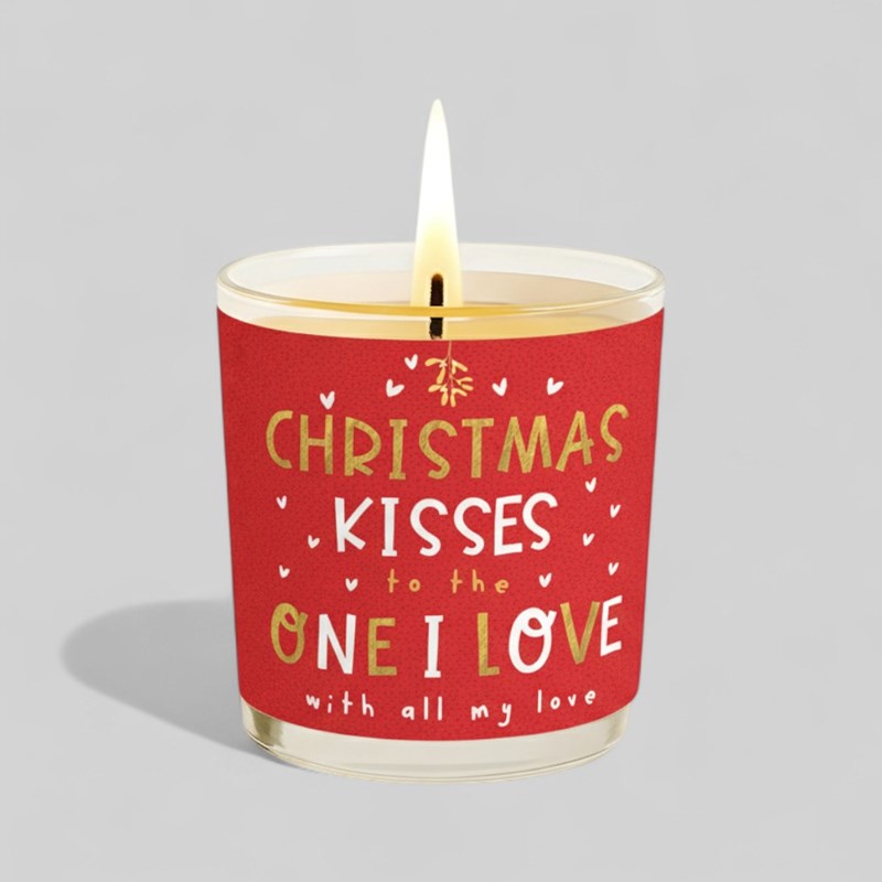 An image of Vanilla Scented Christmas Candle - Christmas Kisses To The One I Love