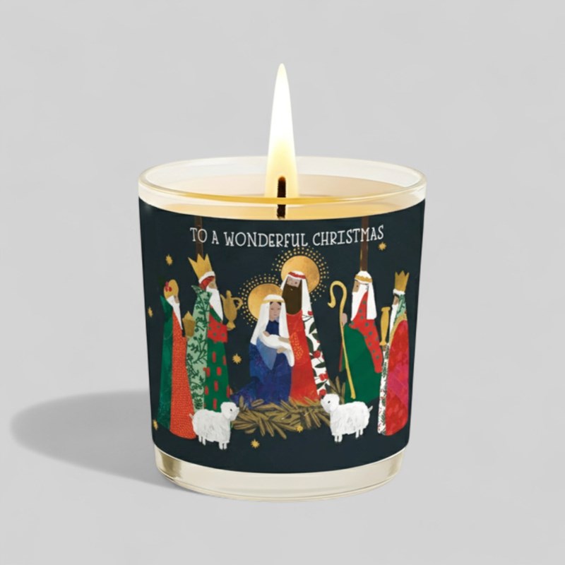 An image of Vanilla Scented Christmas Candle - Navity Scene