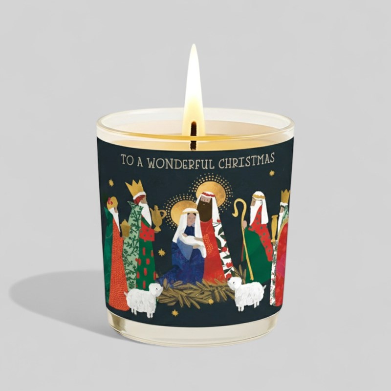 An image of Vanilla Scented Christmas Candle - Nativity Scene