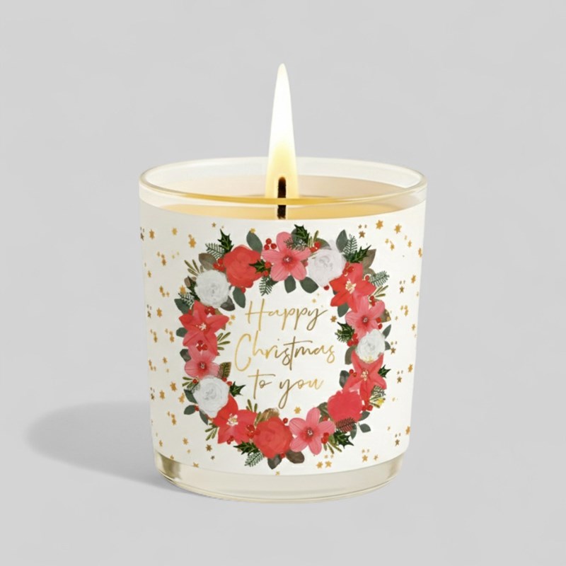 An image of Vanilla Scented Christmas Candle - Christmas Wreath