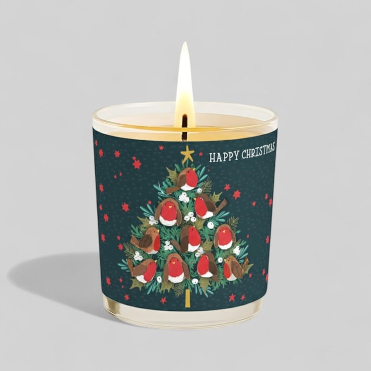 Vanilla Scented Christmas Candle - Robins In A Christmas Tree