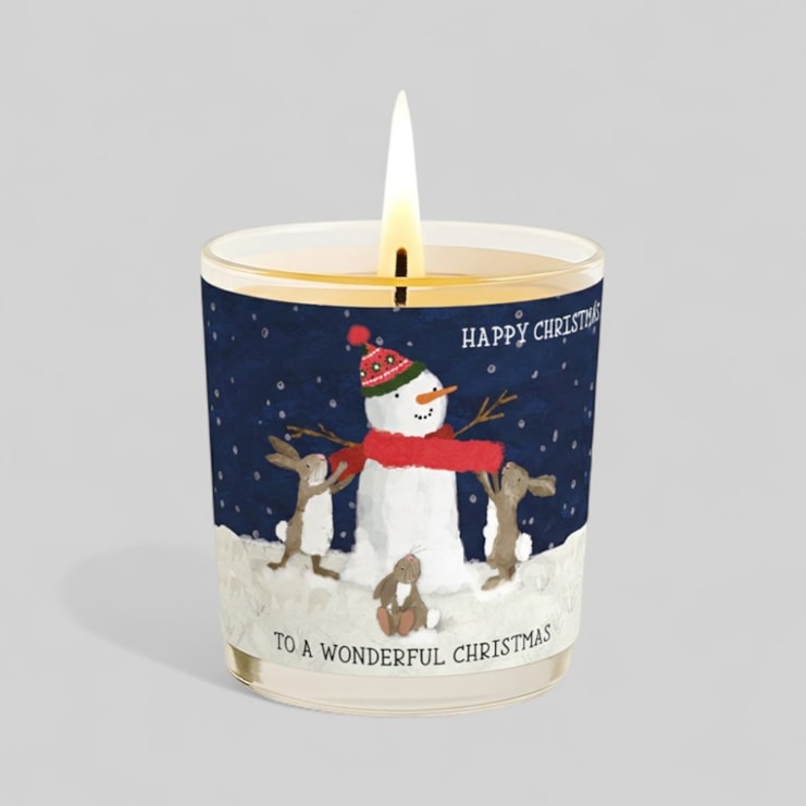 Vanilla Scented Christmas Candle - Snowman & Rabbits