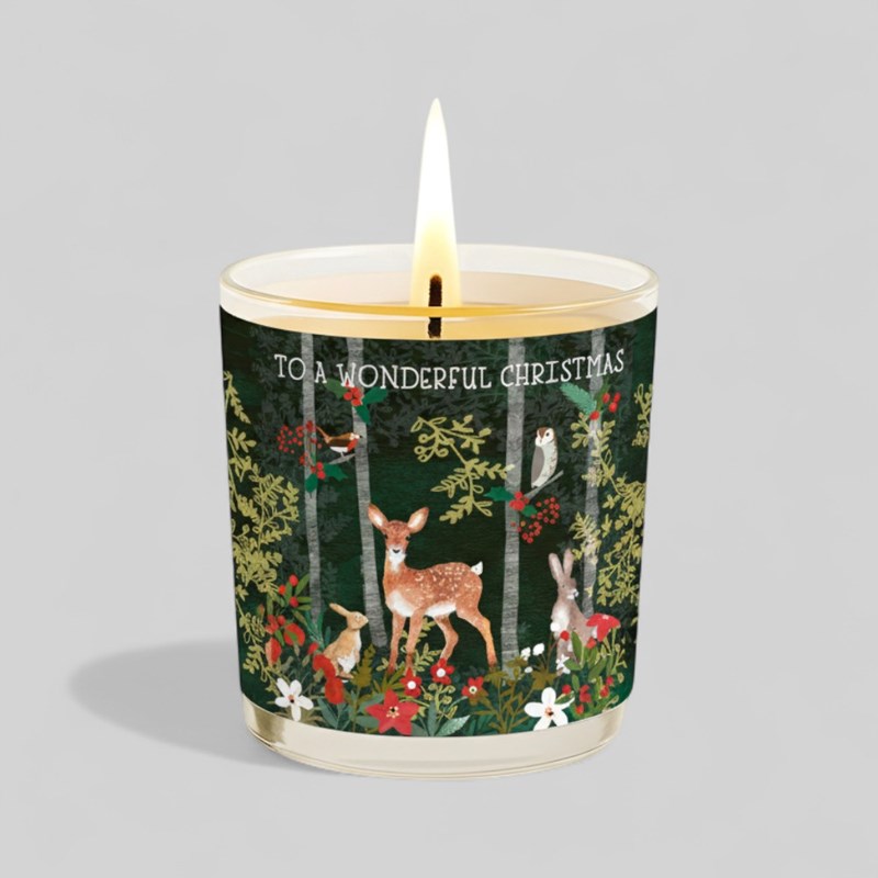 An image of Vanilla Scented Christmas Candle - Woodland Animals