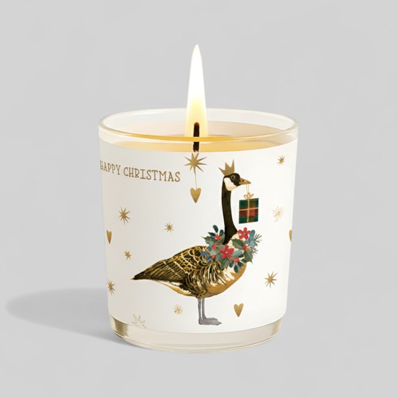 An image of Vanilla Scented Christmas Candle - Christmas Goose With a Gift
