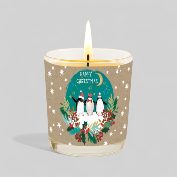 Vanilla Scented Christmas Candle - Christmas Penguins