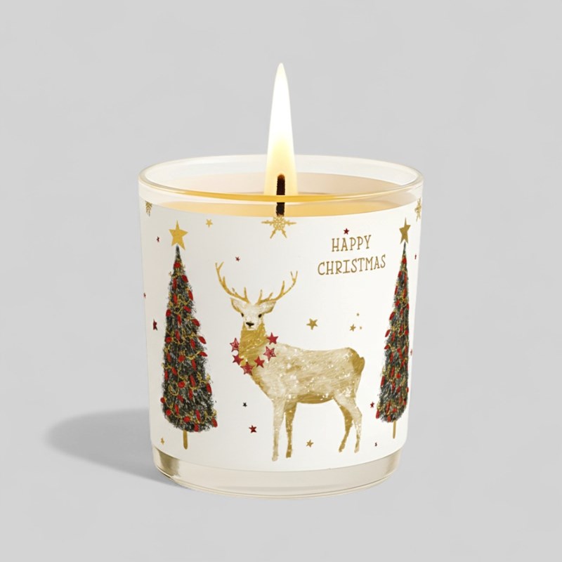 An image of Vanilla Scented Christmas Candle - Reindeer and Christmas Trees