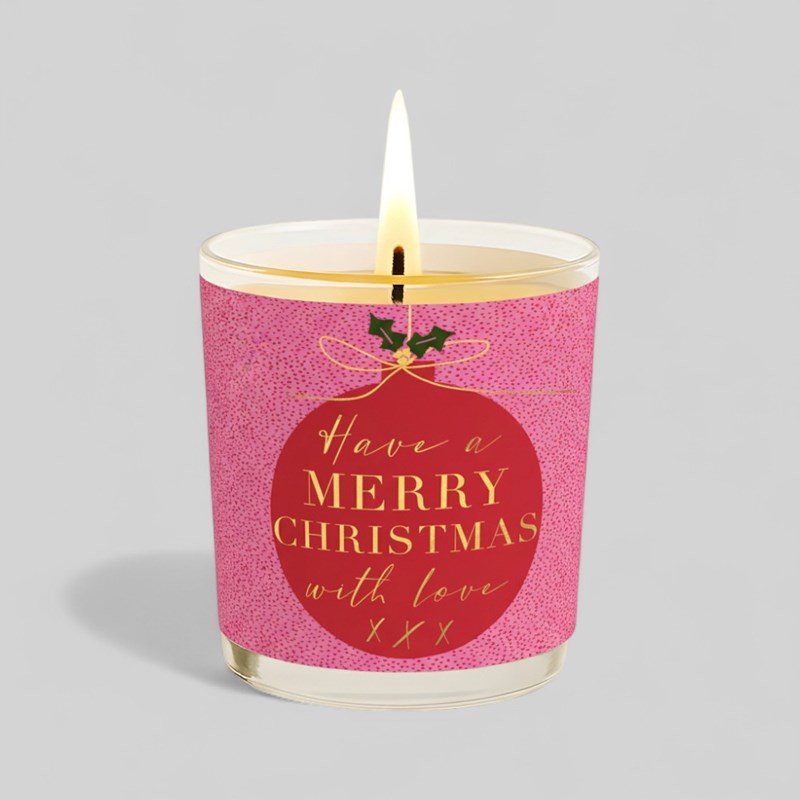 An image of Vanilla Scented Christmas Candle - Merry Christmas Bauble