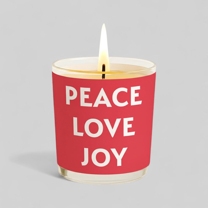 An image of Vanilla Scented Christmas Candle - Peace Love Joy