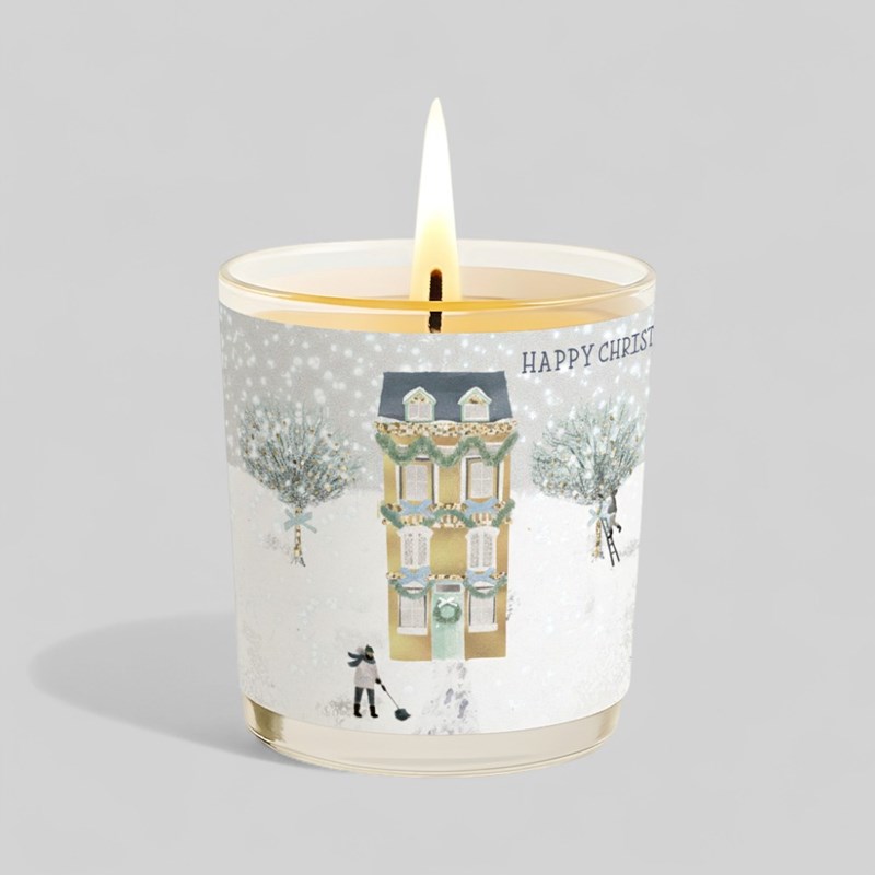 An image of Vanilla Scented Christmas Candle - Gold House In The Snow