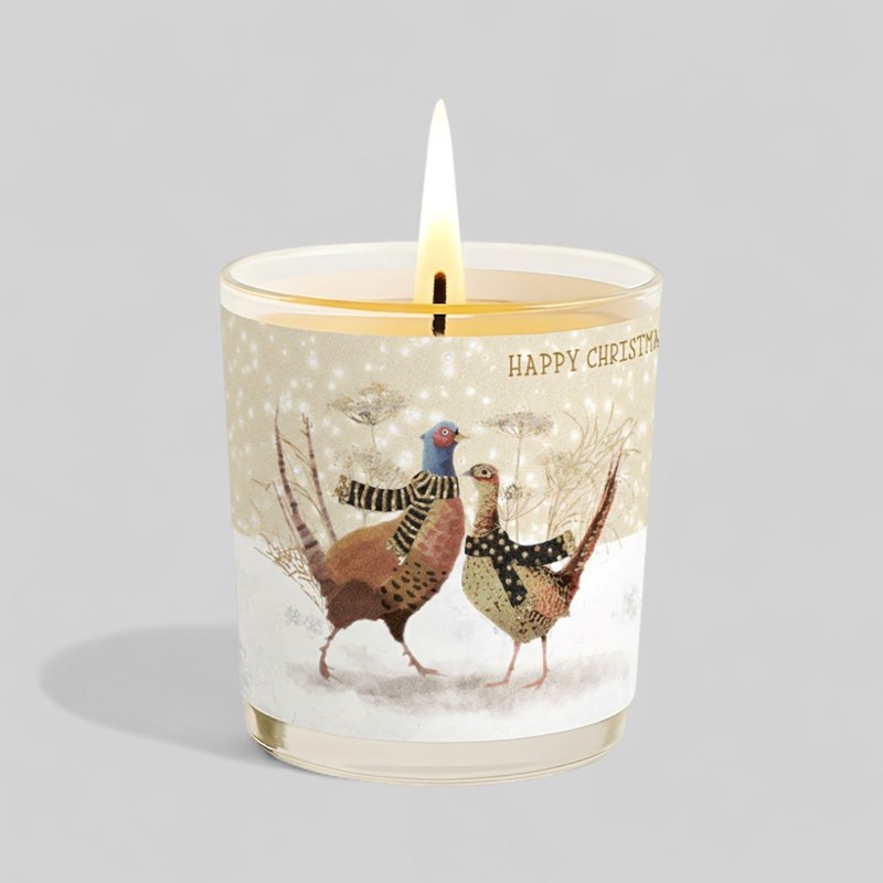 An image of Vanilla Scented Christmas Candle - Pheasants In The Snow