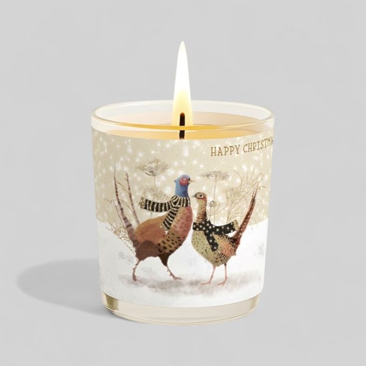 Vanilla Scented Christmas Candle - Pheasants In The Snow