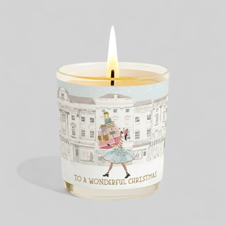 Vanilla Scented Christmas Candle - Lady With Stacks Of Presents