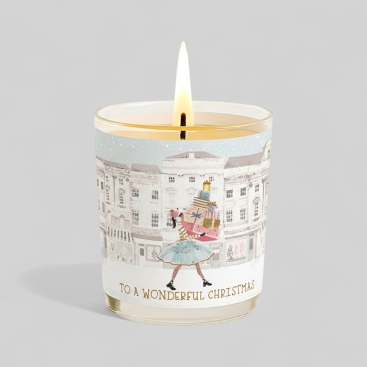Vanilla Scented Christmas Candle - Lady With Stacks Of Presents