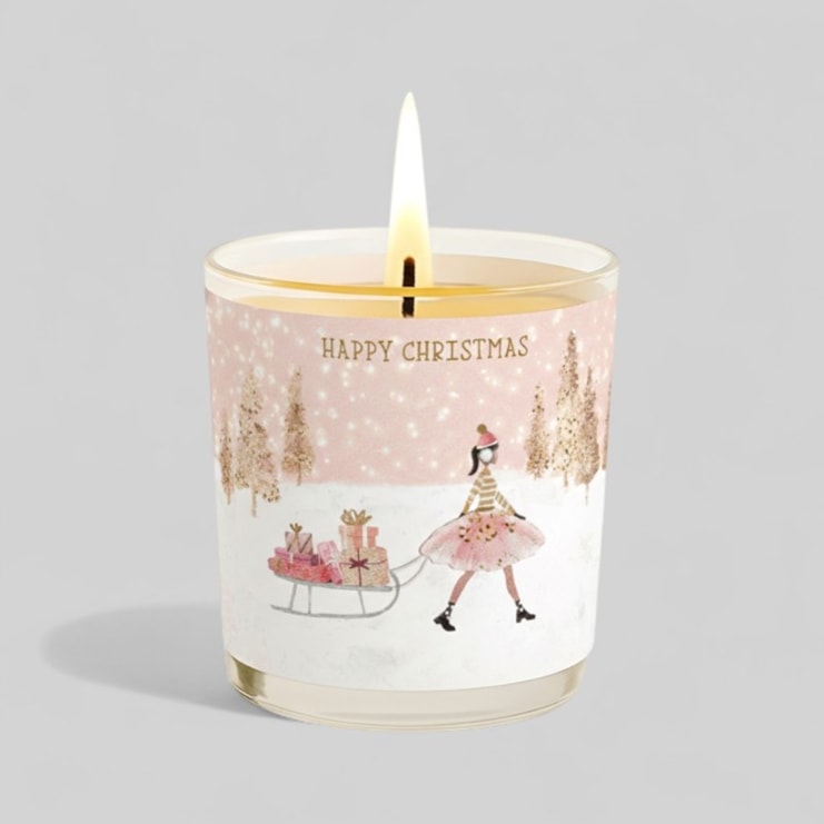 Vanilla Scented Christmas Candle - Girl With Sleigh Of Gifts
