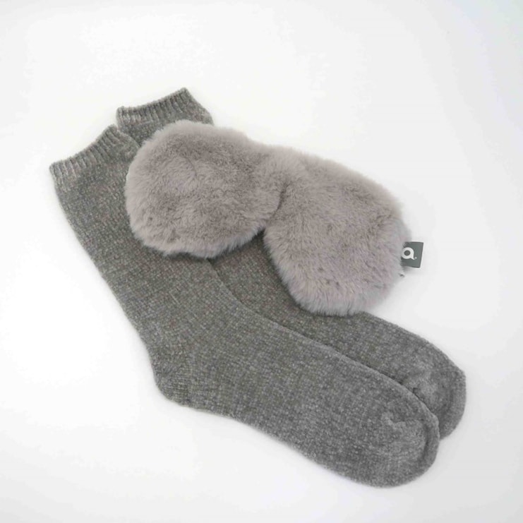 Faux Fur Sock and Eye Mask Set