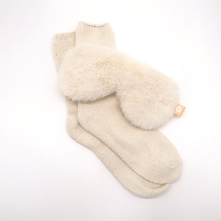 Faux Fur Sock and Eye Mask Set