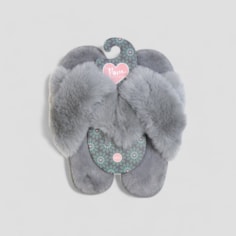 Faux Fur Slippers | Grey and Dusky Pink Faux Fur Slippers | Grey and Dusky Pink