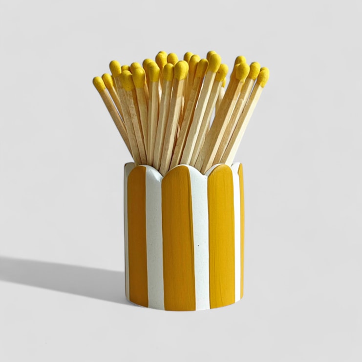 Hello Marilu Stripy Scalloped Match Stick Holders