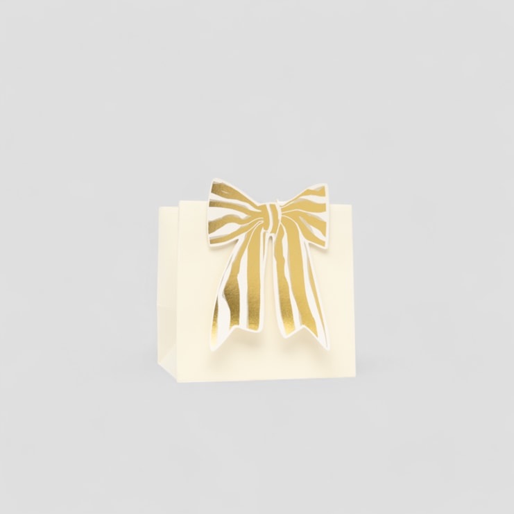 Gold Bow Ivory Gift Bag